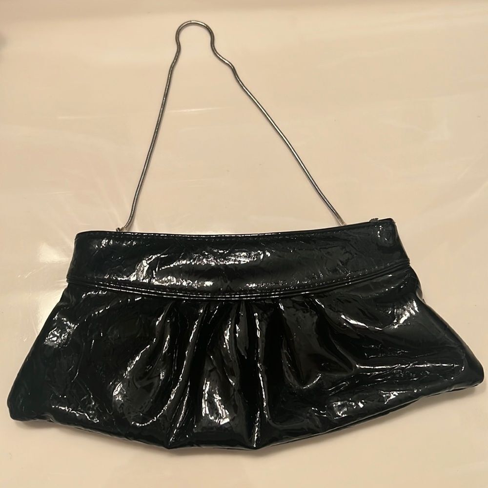 Steve Madden black faux leather clutch